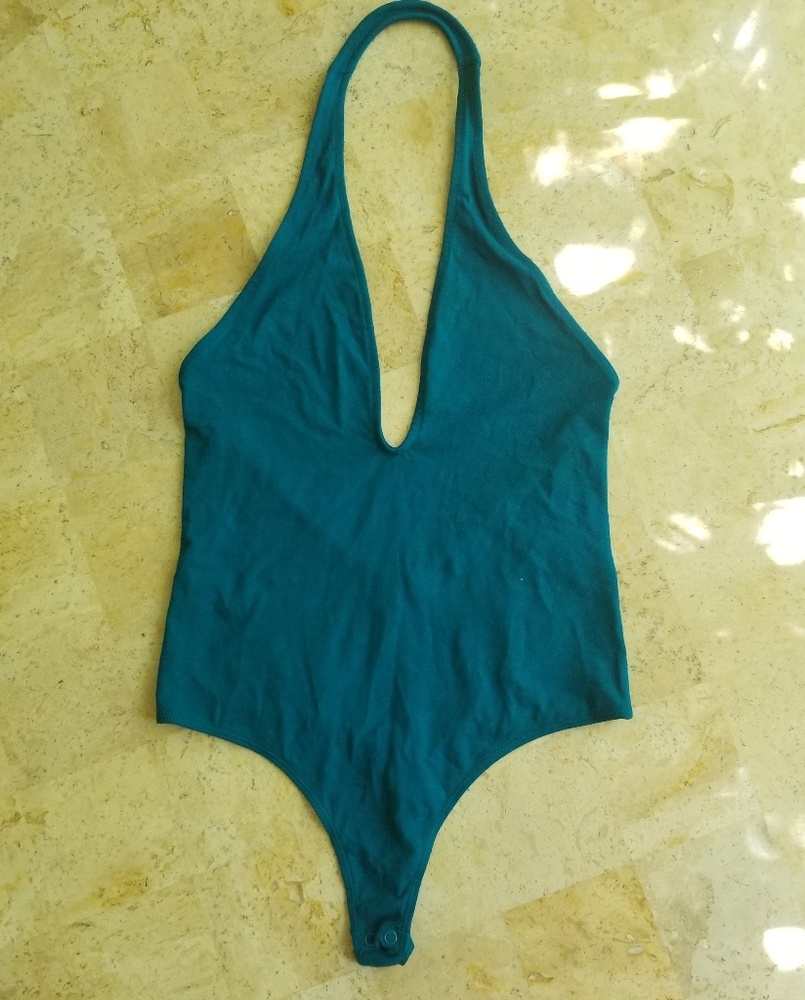 Express Teal Halter Tank Bodysuit